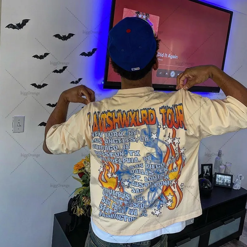 

2024Summer American Retro Oversized T-shirt Y2K Harajuku Cartoon Print Trendy Short-sleeved Men Hip-hop Street Loose Casual Top
