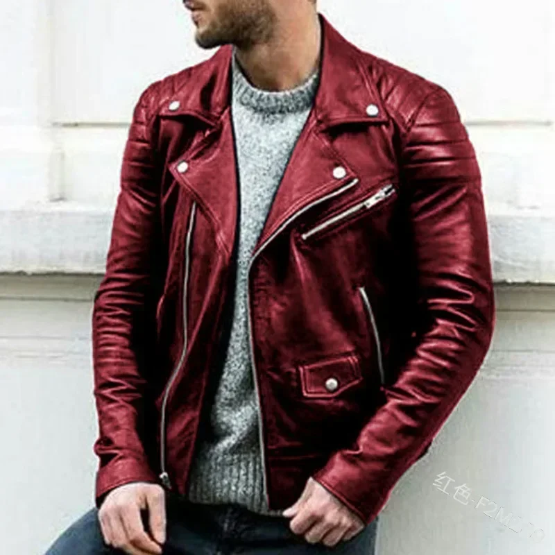 Motorcycle Leather Jackets Men PU Coat Teen Stand Collar Punk Male Zipper Autumn leather jackets,men winter jacket
