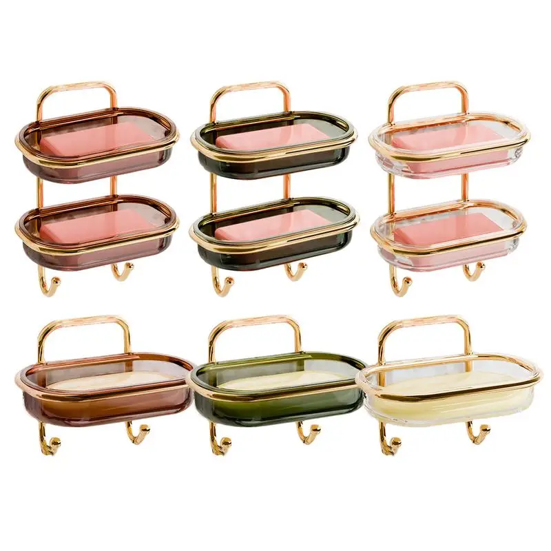 Adhesive Wall Mount Soap Holder Drilling-free Soap Dish With Efficient Drainage Soap Saver For Home Bathroom shower Soap Tray