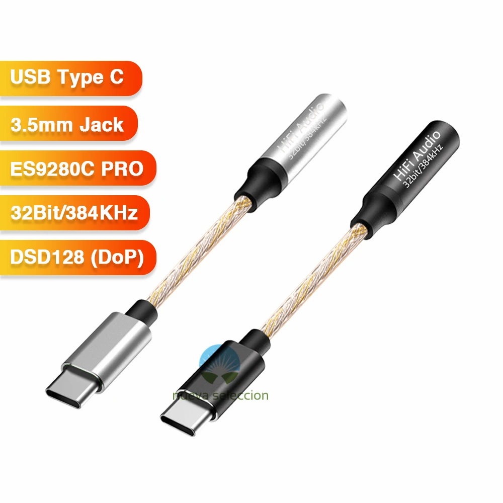 

USB Type C Adapter DAC Cable to 3.5mm Jack Adapter Hi Res Hi Fi Support MIC ES9280C PRO USB C for Android Samsung Pixel Win10