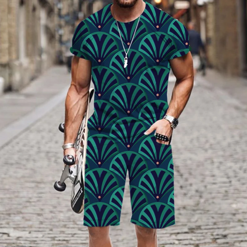 

Men's T-shirt Shorts Set Tops Abstract Art Funny Tracksuit O Neck Sportswear Harajuku Summer 2022 New Luxury Spring Autumn Beach