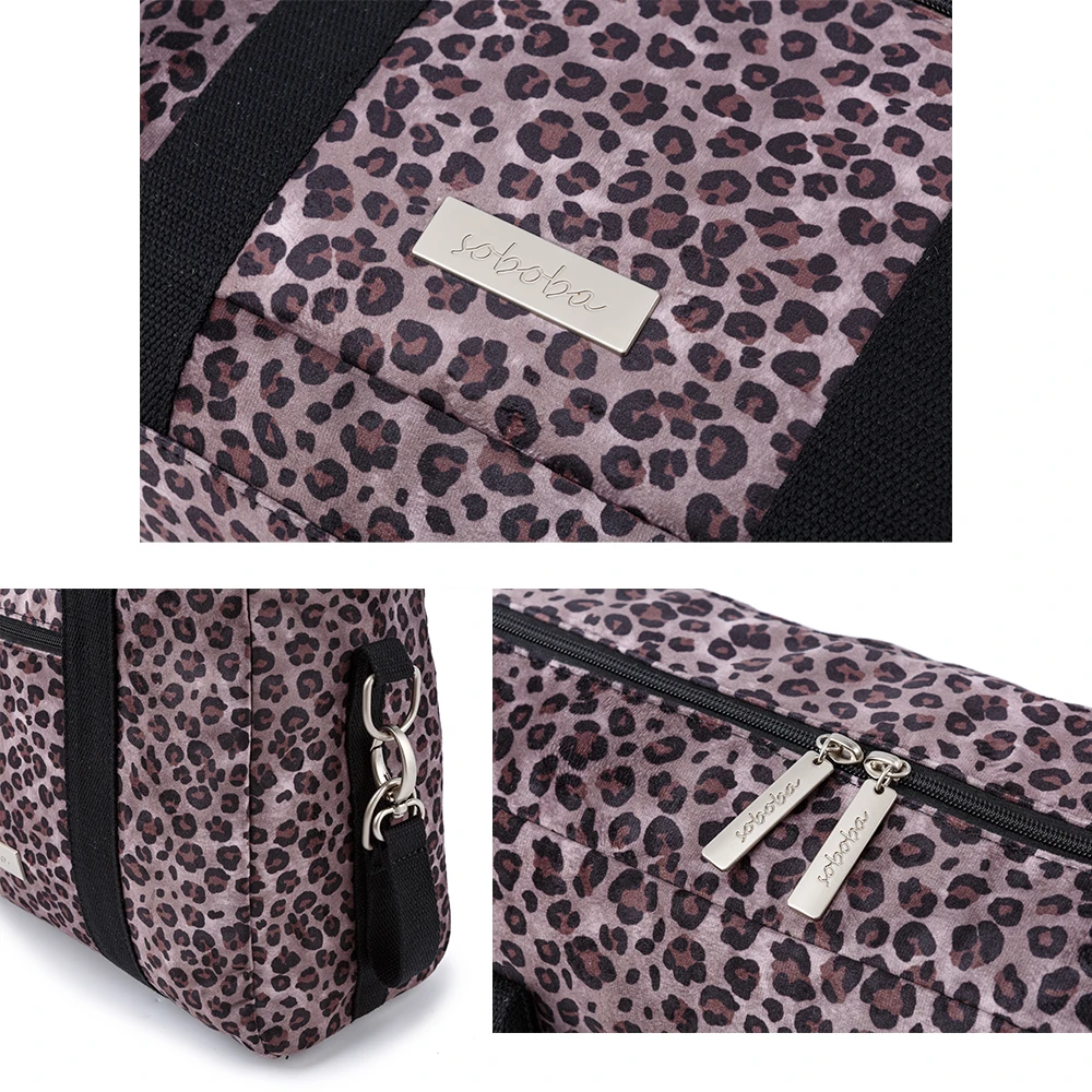 Soboba Fashion Leopard Diaper Bag for Mothers Large Capacity Shoulder Bag for Newborn Baby with Nappy Changing Pad & Straps 5