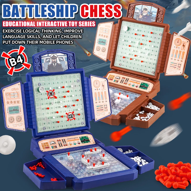 Puzzle Children'S Naval Battle Battleship Chess Strategy Game Toy Aviation Battle Interactive Chess Parent Child Double Board Ga