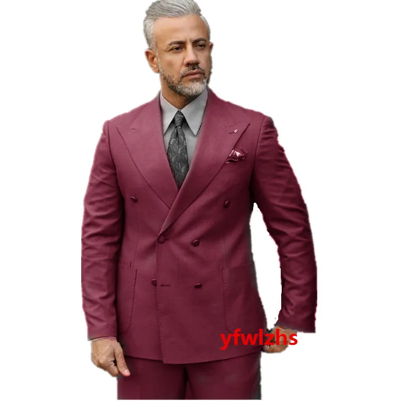 

Новое поступление, двубортные смокинг для жениха с пиковым отворотом, мужские костюмы, лучший свадебный/выпускной блейзер (пиджак + брюки + галстук) D190