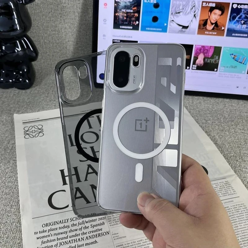Magnetic Transparent Hard Phone Case with Slim Shell Bumper