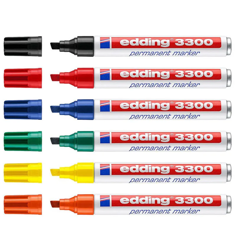 Edding 3300 치즐 팁 영구 마커 방수 속건성 페인트 펜 고온 방지 금속 유리 목재 플라스틱 마킹
