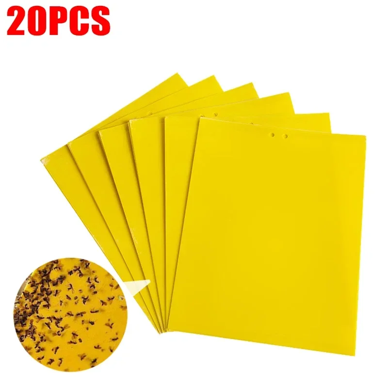 Autocollant Double face pour pièges à mouches des fruits, 20 à 200 pièces, planche collante forte, piège pour attraper des insectes, mouches blanches, tueur de lutte antiparasitaire