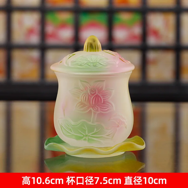 Coloured Glaze Buddha Ware Household Use Worship Buddha Suit, Water Supply Cup, Fruit Plate, Buddha Lamp, Incense Burner, Vase 2