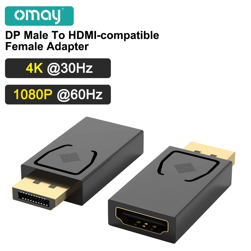 DP Male To HDMI-호환 암 어댑터 디스플레이 포트 분배기, HD TV 케이블 어댑터, TV 프로젝터 4K @ 30Hz AUX