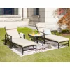 Patio Chaise Lounge Chair Set with Table Outdoor Metal Chairs Furniture, Garden Sofas 1