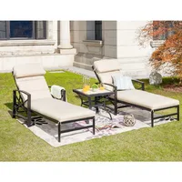 Patio Chaise Lounge Chair Set with Table Outdoor Metal Chairs Furniture, Garden Sofas 1