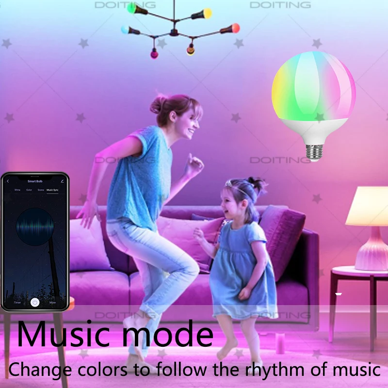 E27 Base Tuya Bluetooth Smart Dragon Ball Bulb Led Lamps 220V RGBCW Smart Life APP Light Color Changing Music Sync Group Control smart led light bulbs