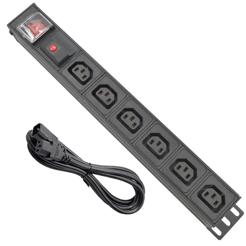 

Network Rack PDU aluminium alloy Power Strip 6 Ways C13 output socket With 2m extension cable C14 interface overload protection