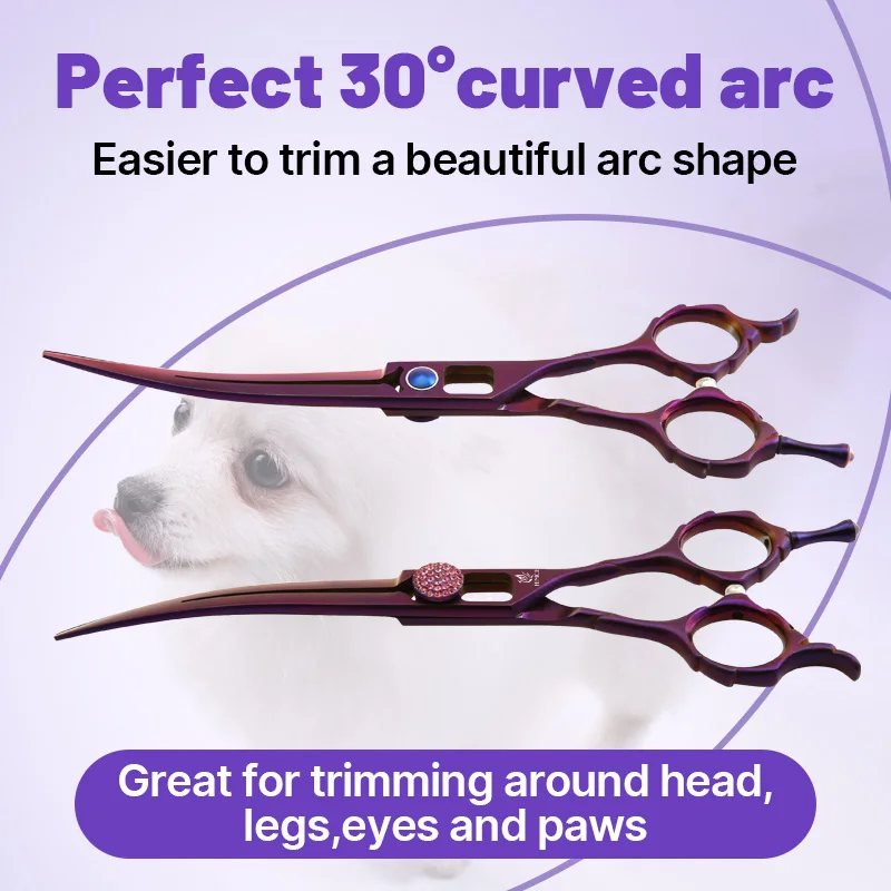 Fenice Fashion Hollow Design 7.0/7.5 Inch High Cobalt Alloy Steel Dog Grooming Scissors Set Straight&Curved&Thinning Tijeras