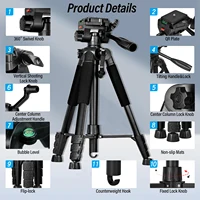 Tripod for Camera, Camera Tripod 60" Heavy Duty Tripod, Phone Tripod for Video Recording Photo Vlog, Iron Camera Tripods - Image 2