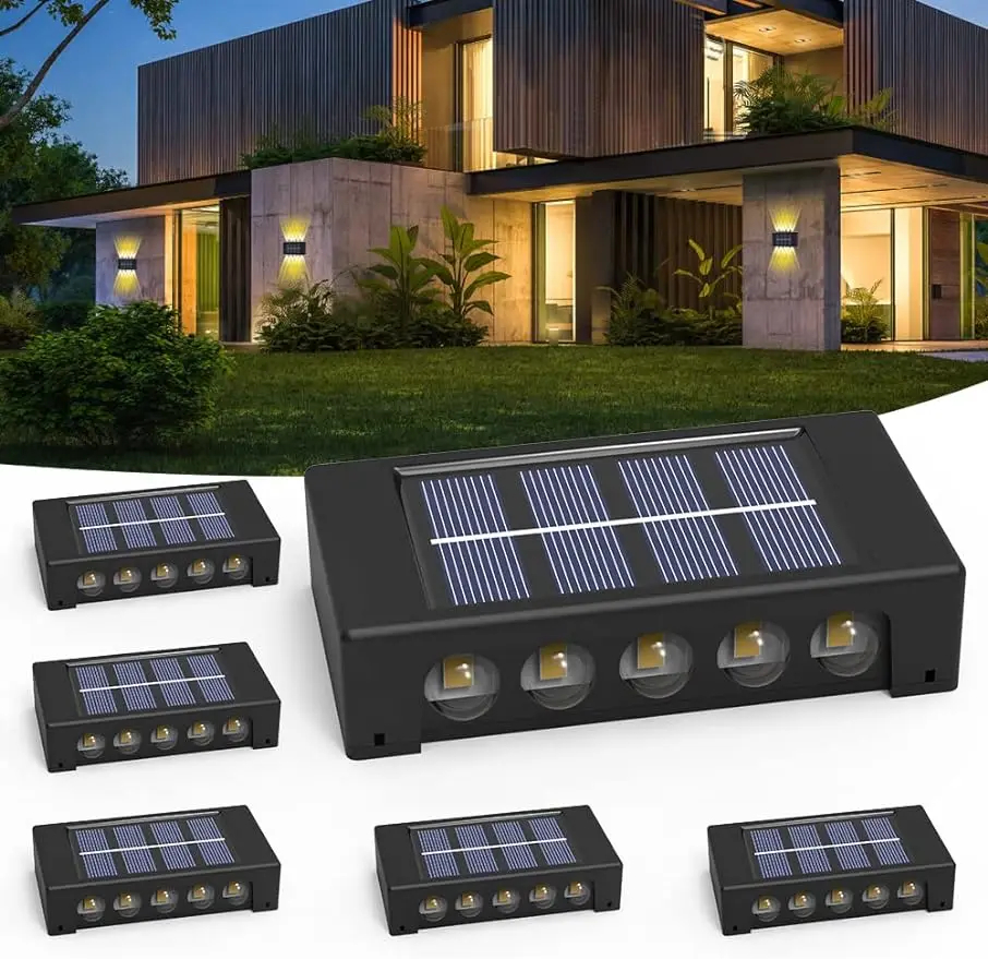 Solar Outdoor Lights,10LED Solar Fence Lights,Waterproof Dusk To Dawn Outdoor Lighting for Wall,Deck,Step,Garden Decoration rgb led solar lights outdoor buried light garden decoration underground deck lamp ip65 waterproof sunshine powered led solar lam