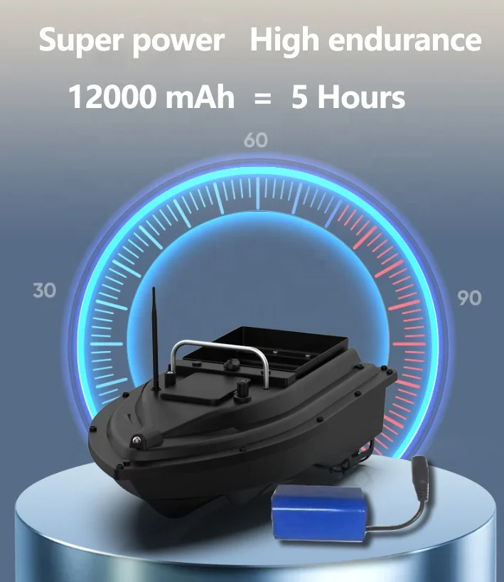 LCD Display 500m Remote Controlled 12000mAh Battery Intelligent Fishing Bait Boat With GPS Positioning