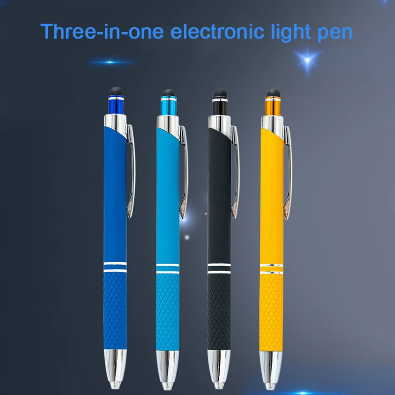 

Стилус для сенсорного экрана, шариковая ручка со светодиодной подсветкой, 3 в 1, для iPad, Iphone, школьные Письменные ручки