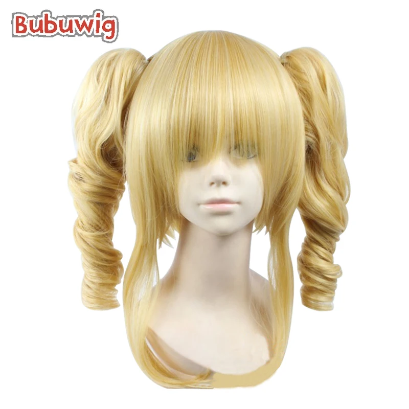 Bubuwig Synthetic Hair 3 Colors Blonde Ponytail Wig Women 40cm Long Straight Wine Red Cosplay Party Lolita Wigs Heat Resistant