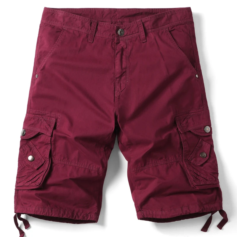 thumbnail image 1 of Pantalones cortos holgados informales de talla europea para hombre, pantalones cortos medianos de cinco puntos con múltiples bolsillos, 1 of 5