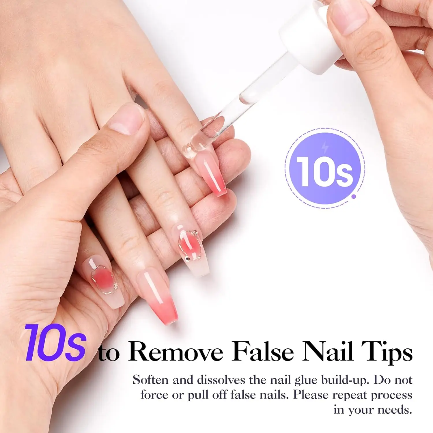 GELLEN 40ml Gentle Nail Glue Remover for Press-On Nails - Odorless, Non-Acetone Formula for Nail Care