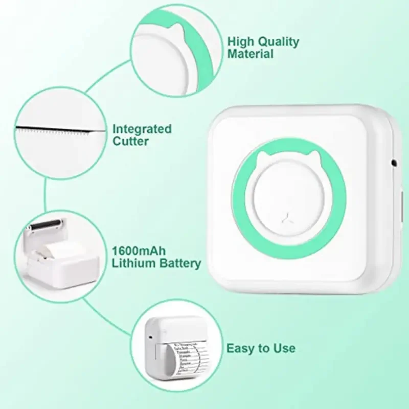 1Pcs 미니 인쇄 휴대용 열전 사 프린터 사진 포켓 열 라벨 프린터 58mm 인쇄 무선 블루투스 안드로이드 IOS 용