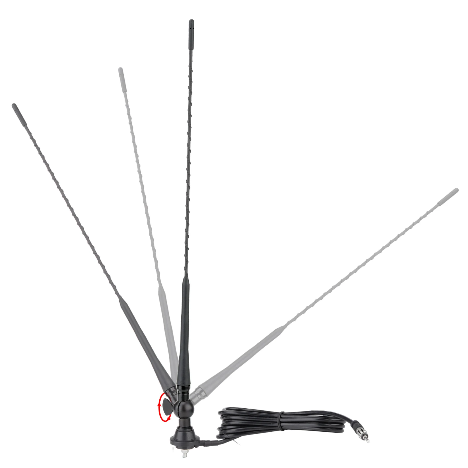 Waterproof Car Boat Radio Antenna Stainless Steel Core Black