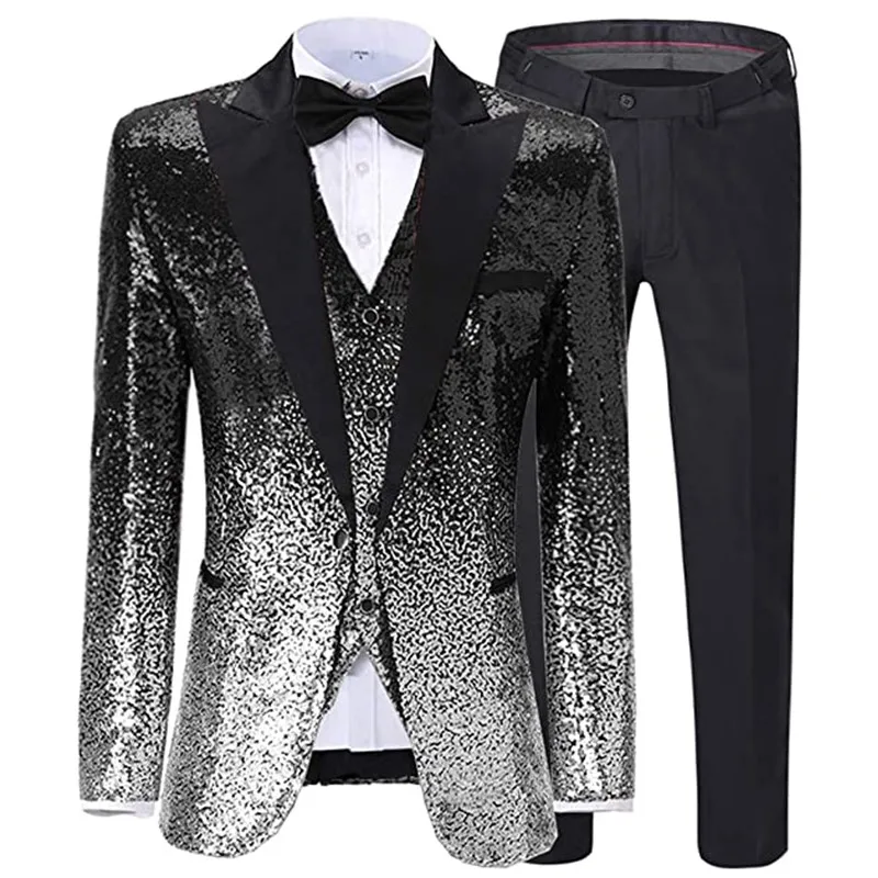 CHICTRY Gilet à Paillettes Homme Costume Blazer Veste Col V