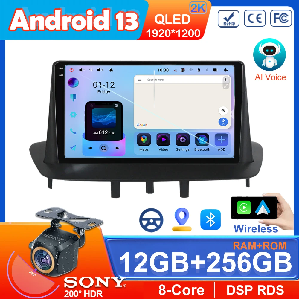 Voor Renault Megane 3 2008 - 2014 Auto Android Dvd Auto Radio Stereo Head Unit Multimedia Speler Gps Navigatie 5G Wifi Geen 2din