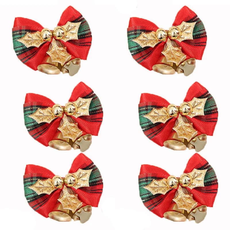

(10pcs/pack) 5cm Gold Bow Bells Decorations Christmas Tree Pendant New Year Holiday Party Handwork DIY
