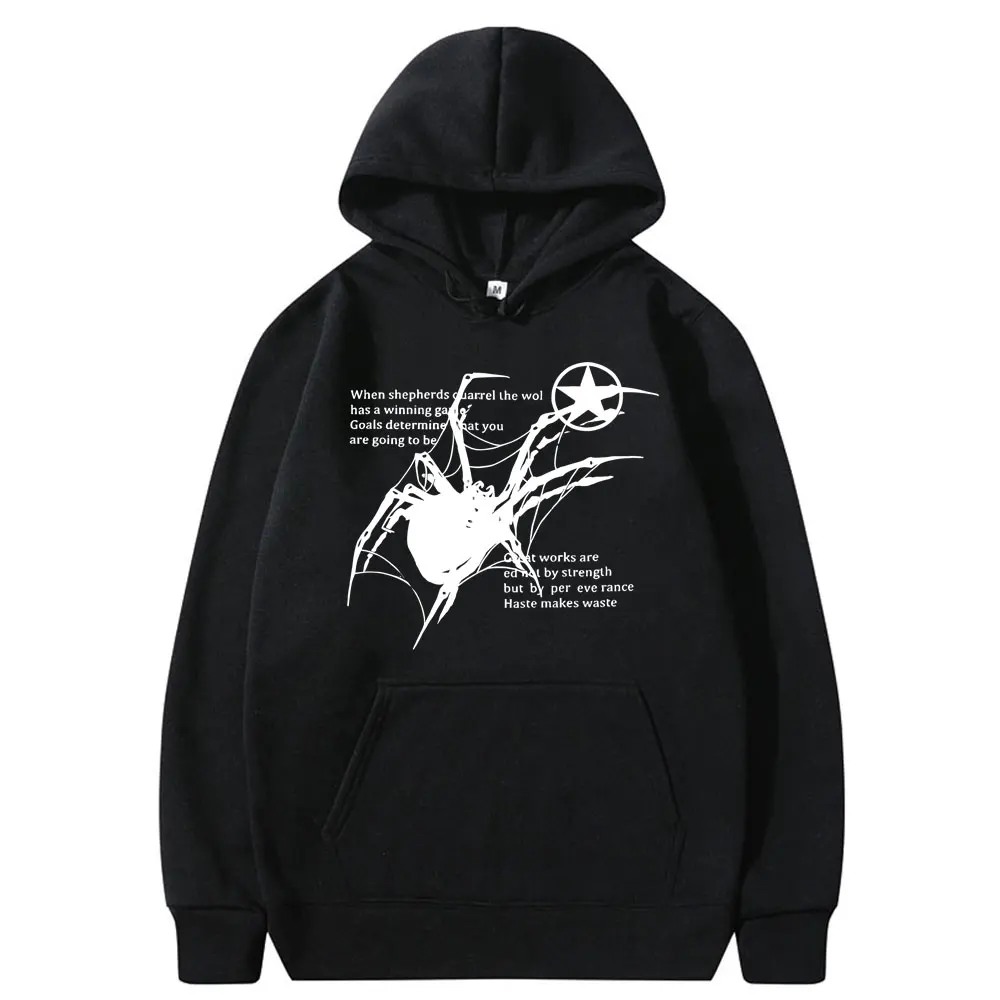 

Vintage Y2k Spider Graphic Hoodie Men Women Hip Hop Oversized Sweatshirts Male Gothic Casual Hoodies Men's Fashion Streetwear