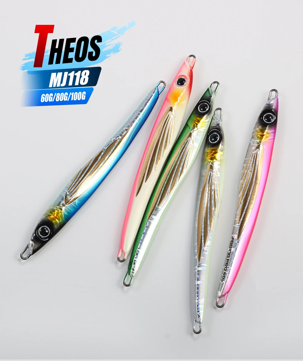 JIGGINGPRO THEOS Metall-Jig 60g 80g 100g Slow-Jigging-Köder Hartköder Salzwasser Künstlicher Ufer- und Hochsee-Angelköder – Detail 1