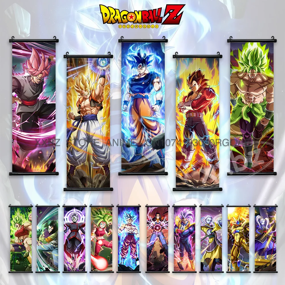 

Dragon Ball Wall Art Goku Saiyan Hanging Painting Canvas Anime Poster Hot Blooded Scroll Picture Home Decor Kawaii Kids Room