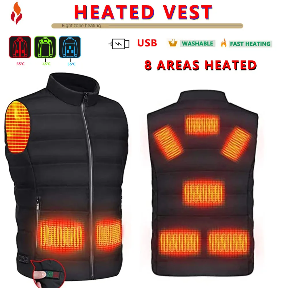 Winter vest Mens Jacket USB Heating Thermal Heated Jacket Electrical Vests Men Clothing Warm Women vest Trekking Hunting Coat 2