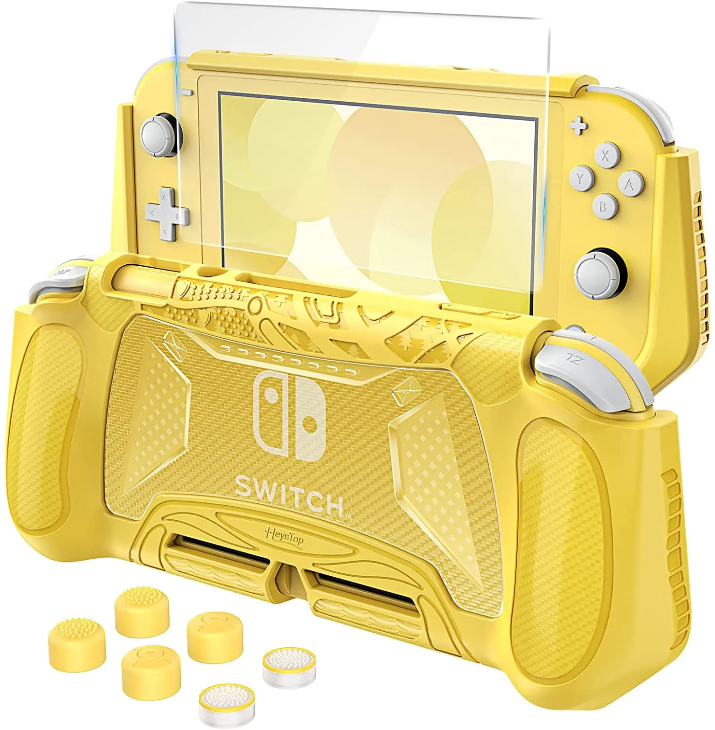 

Защитный чехол HEYSTOP для Nintendo Switch Lite с хранилищем для игровых карт, протектор экрана из закаленного стекла и рукоятка для 6 пальцев