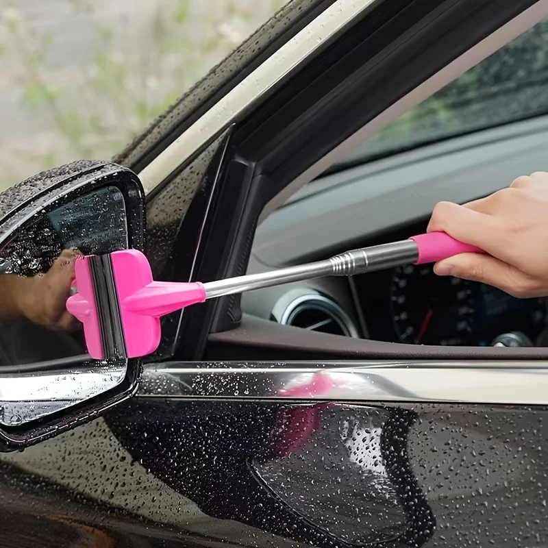 

2-in-1 Retractable Portable Wiper: Perfect for Cleaning Car Rearview Mirrors, Gas Station Windows, Shower Glass & Windshields!