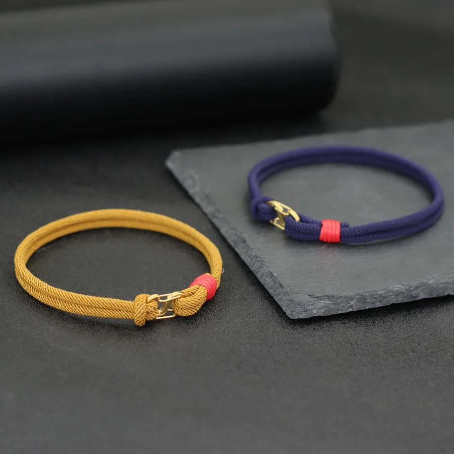 Stainless Steel Thin Rope Bracelet For Men With S Buckle