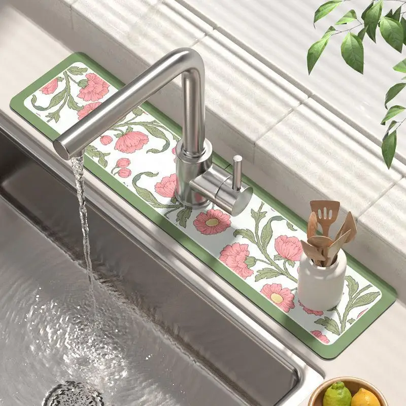 

Classic Kitchen Faucet Absorbent Mat Diatom Mud Drainage Mat Sink Splash Mat Non-slip Anti-mildew Bathroom Countertop Mat