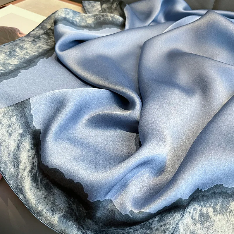 90X180CM Spring and Autumn Blue Camellia fashion summer Sunscreen beach Scarves scarves shawl Temperament scarf Holiday scarf 6