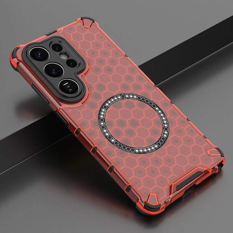 Magnetic Crystal Honeycomb Shockproof Soft Shell Case with Mag-safe Compatibility