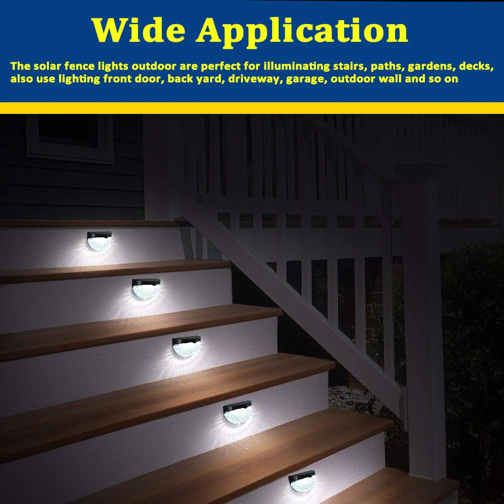 Solar Lights 6LED Outdoor Waterproof Wall Lamps Festoon Decoration LED Fence Lig