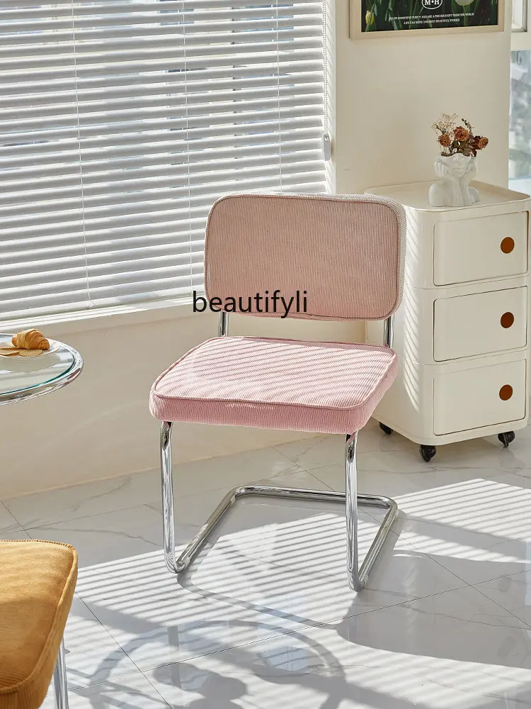 

Corduroy Makeup Chair Creative Dining Chair Home Small Apartment Backrest Dining Table Chair