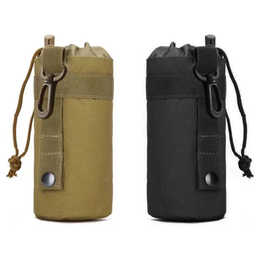 Outdoor Molle Water Bottle Bag Rack Camping Hiking Bicycle Bottle Bag Pulling Rope Multi functional Bottle Bag