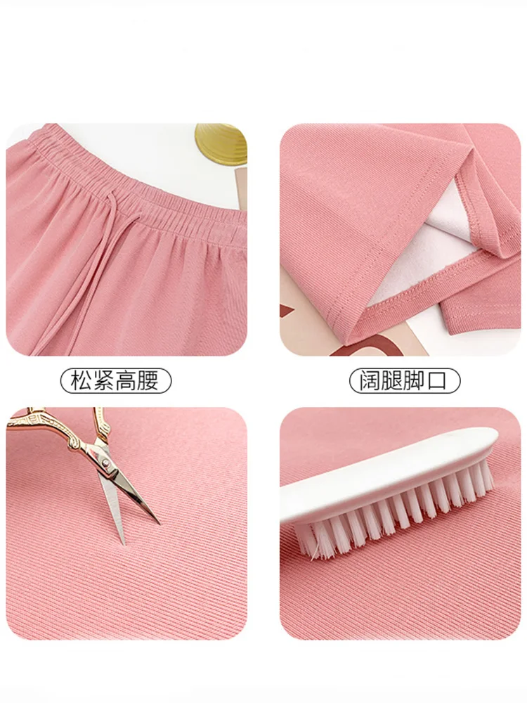 Spring Autumn Women Long Pants Casual Wide leg Elastic Waist Female Straight Knitted Trousers 2024 Sports Pants Loose Pants