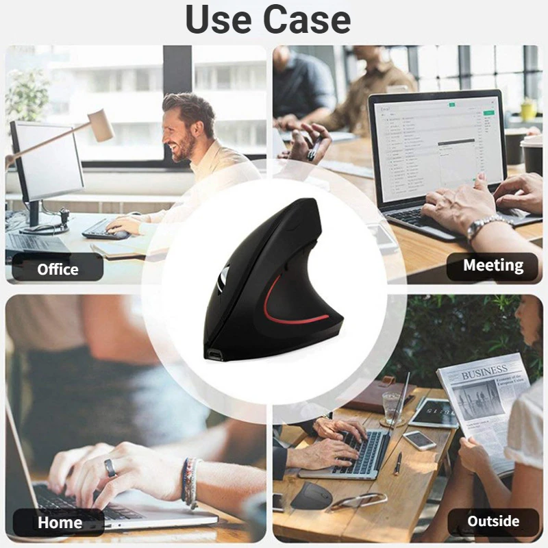Mouse Vertical Bluetooth Mouse Óptico Ergonômico sem Fio Recarregável 2.4g Ratos de Mão Esquerda e Direita 1600 Dpi Laptop pc Mac Presente - Imagem 5
