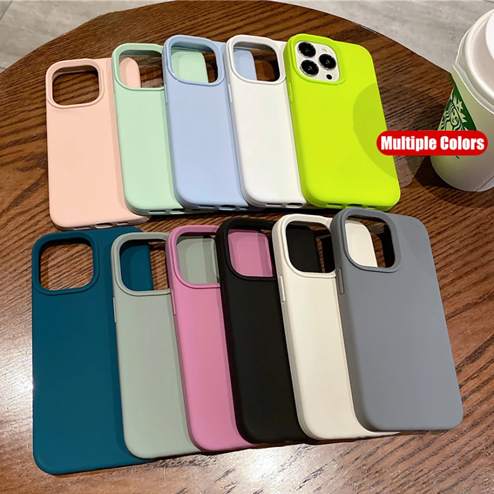 Original Liquid Silicone Case For iPhone 15 14 13 12 11 Pro Max Shockproof Soft Back Cover For 14 15 Plus Cute Cases Accessories