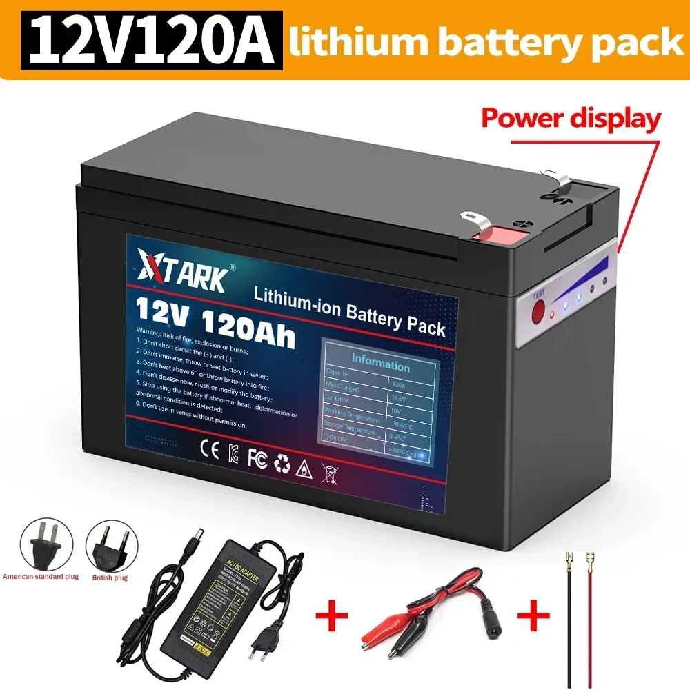 

New 12V 100Ah lithium ion Rechargeable Battery Charger Deep Cycle Battery Pack For Kid Scooters with Built-in BMS Power display