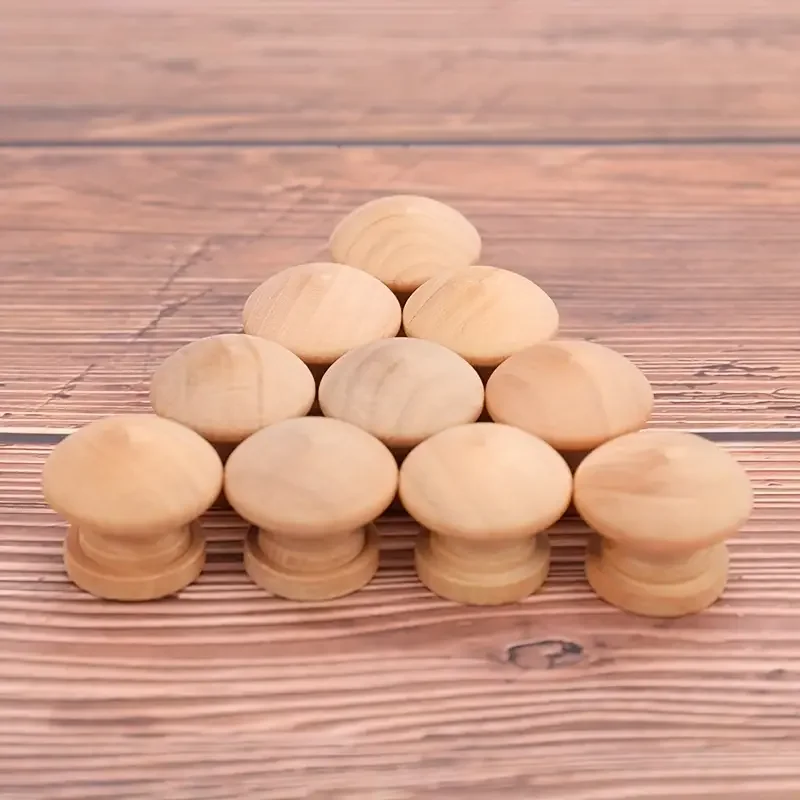Furniture Knobs 10pcs Door Handle Round Shape Natural Wooden Cabinet Knob Drawer Wardrobe Door Pull Handle Furniture Hardware furniture knobs