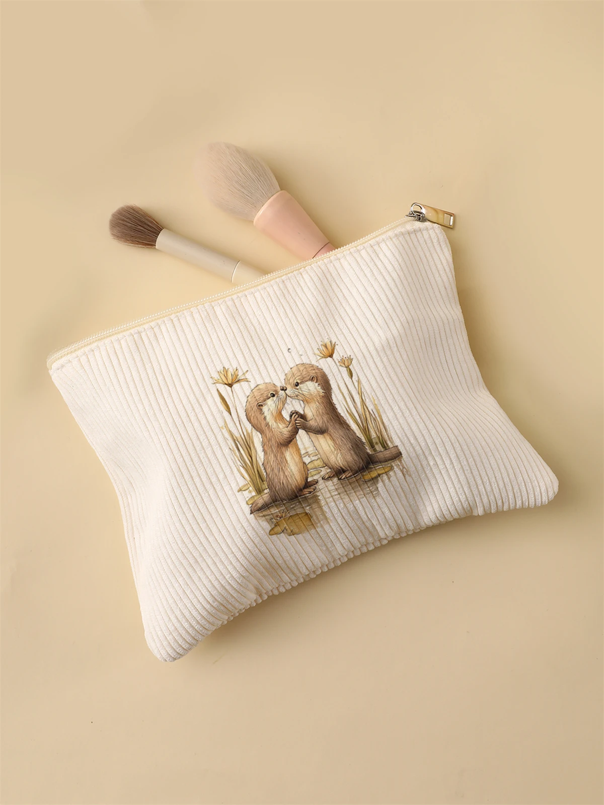 Corduroy Travel Cosmetic Bag Portable Makeup Storage Bag Purses Women Large Capacity Zipper Make Up Organizer Storage Clutch