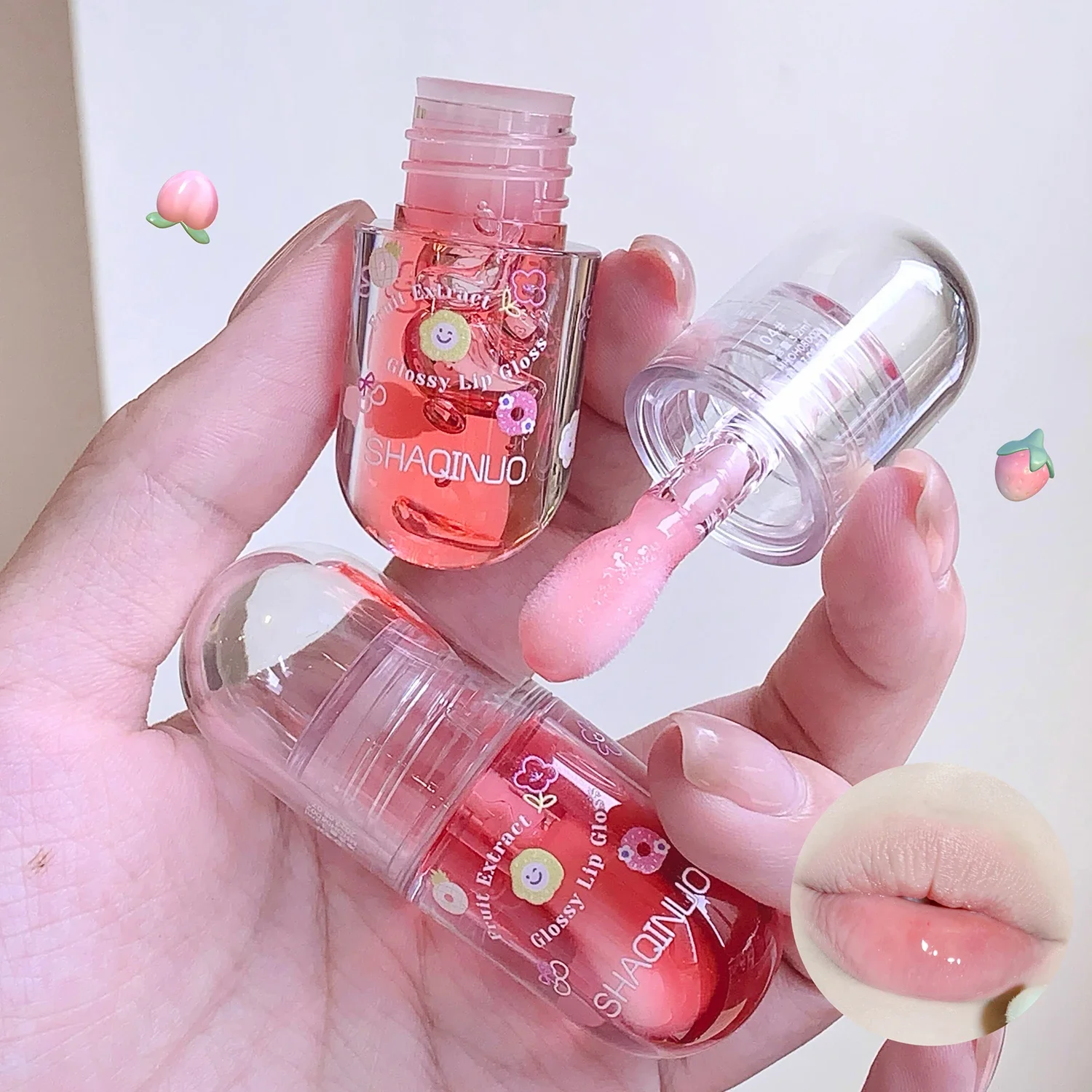 Moisturizing Fruit Lip Oil Transparent Jelly Water Light Lip Gloss Korean Sexy Clear Lips Tint Plumping Korean Care Makeup